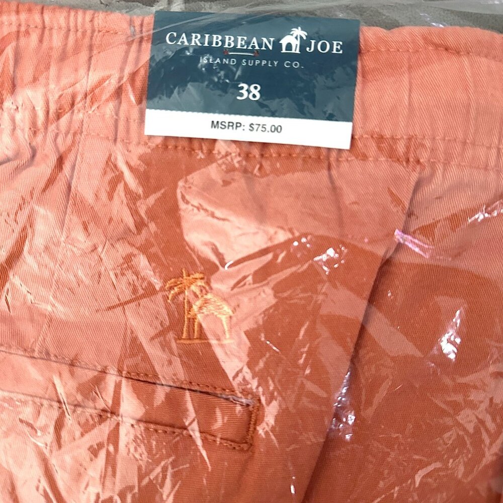 Caribbean Joe Mens Lazy Joe Zip Draw Cord Chino Shorts Size 38 Melon - Picture 10 of 11